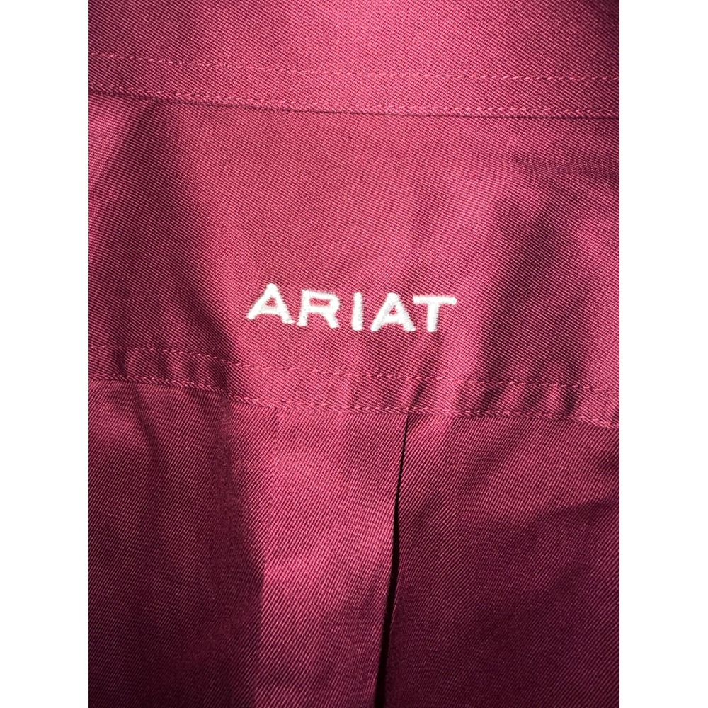 Ariat Boys XL 18 Burgundy Long Sleeve Western Button Shirt Embroidered Logo - Picture 11 of 11